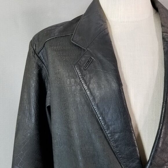 Deerskin Trading Post leather blazer sport coat jacket men's Medium black - Picture 2 of 15